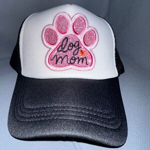 Dog Mom Trucker Hat In Pink Glitter